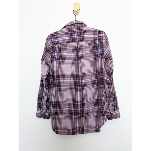 Eddie Bauer Top Womens XS Purple Plaid Button Up Flannel - Picture 7 of 11
